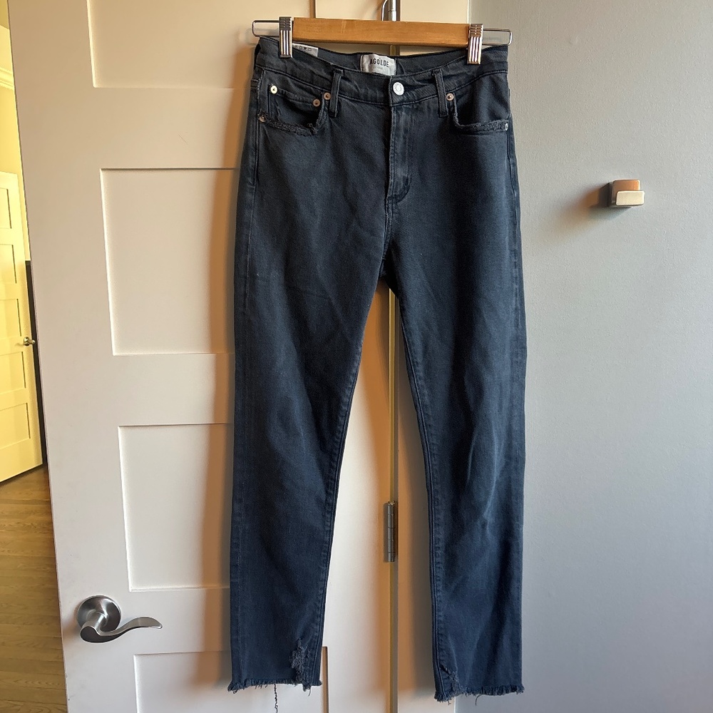 Agolde Toni 26 washed black denim jeans
